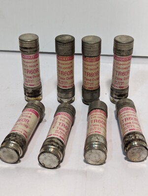 Lot of 8 Gould Shawmut TR60R fuses, 60A, 250VAC or less, Trionic, time delay