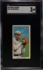 1909 T206 JIM PASTORIUS SWEET CAPORAL BROOKLYN SUPERBAS DODGERS CARD SGC 3 VG