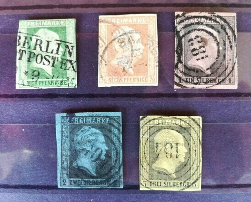 PRUSSIA 1850 King Friedrich Wilhelm IV, 5 stamps, complete set, high value