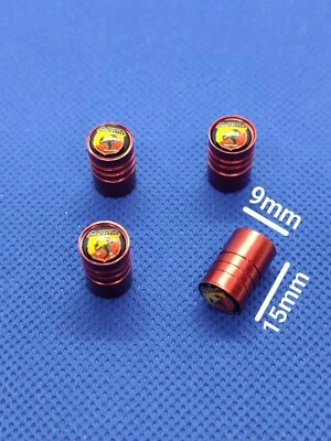 4 bouchon de valve rouge logo fiat Abarth 1.5cm x 0.9cm - Photo 1/2