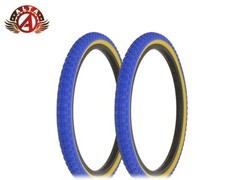 2 Alta BICYCLE WIRE BEAD 20 X 1.75 BMX DURABLE TIRES BLUE/GUM COMP III TREAD.