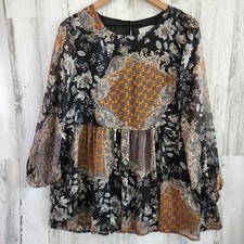 Hayden Los Angeles Floral Long Sleeve Ruffle Shoulder Mini DressWomen's Large