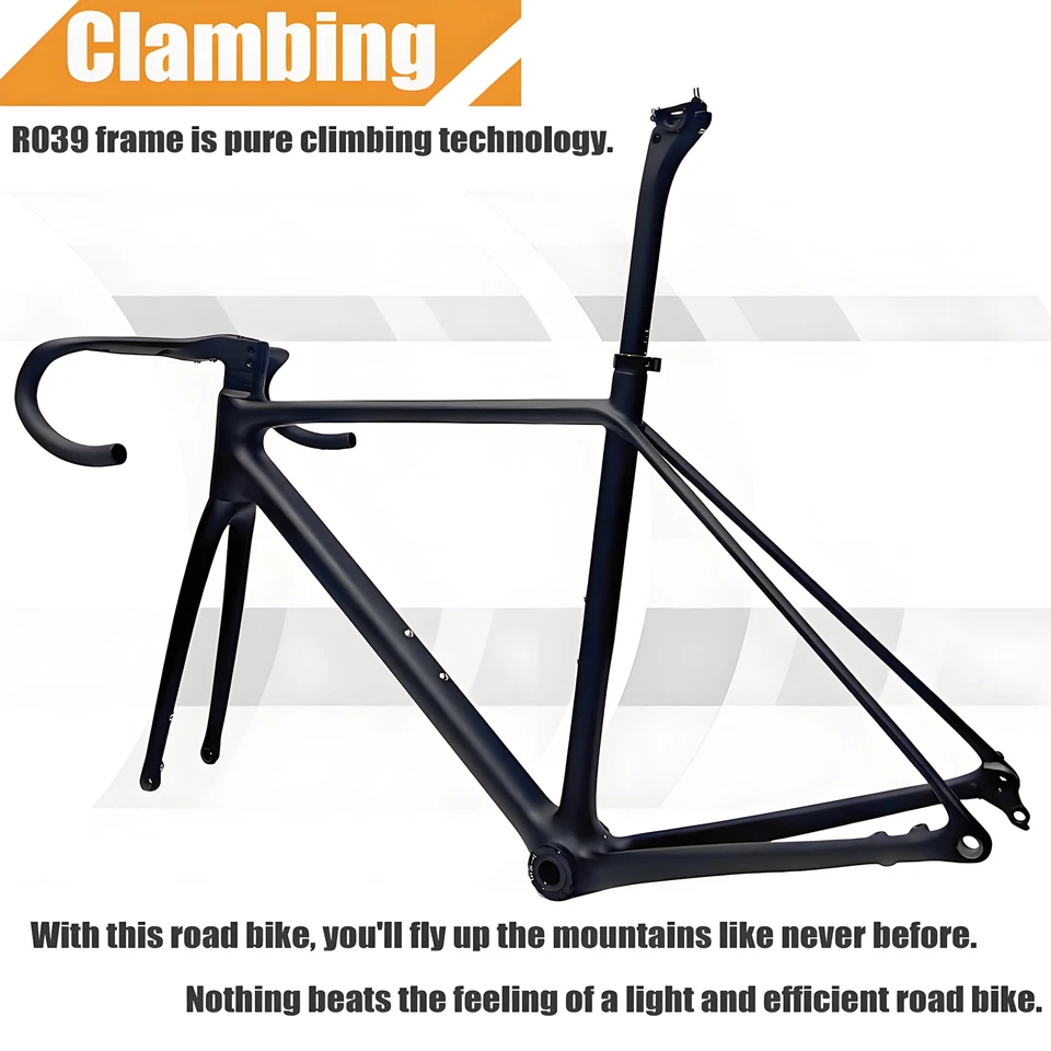 Airwolf T1200 Carbon Rennrad Rahmen Kohlefaser 700x32c Fahrrad 800g UDH - Bild 4 von 4