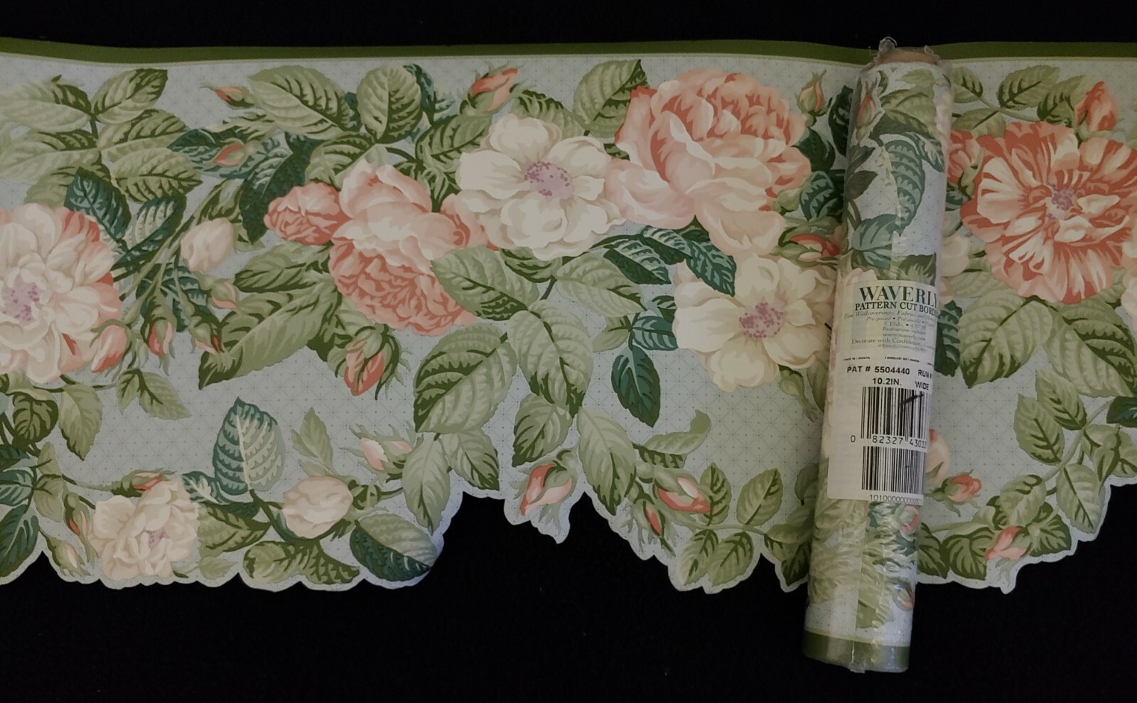 Vintage Waverly Wallpaper Borders 5504440 Scalloped Floral Blue Peach