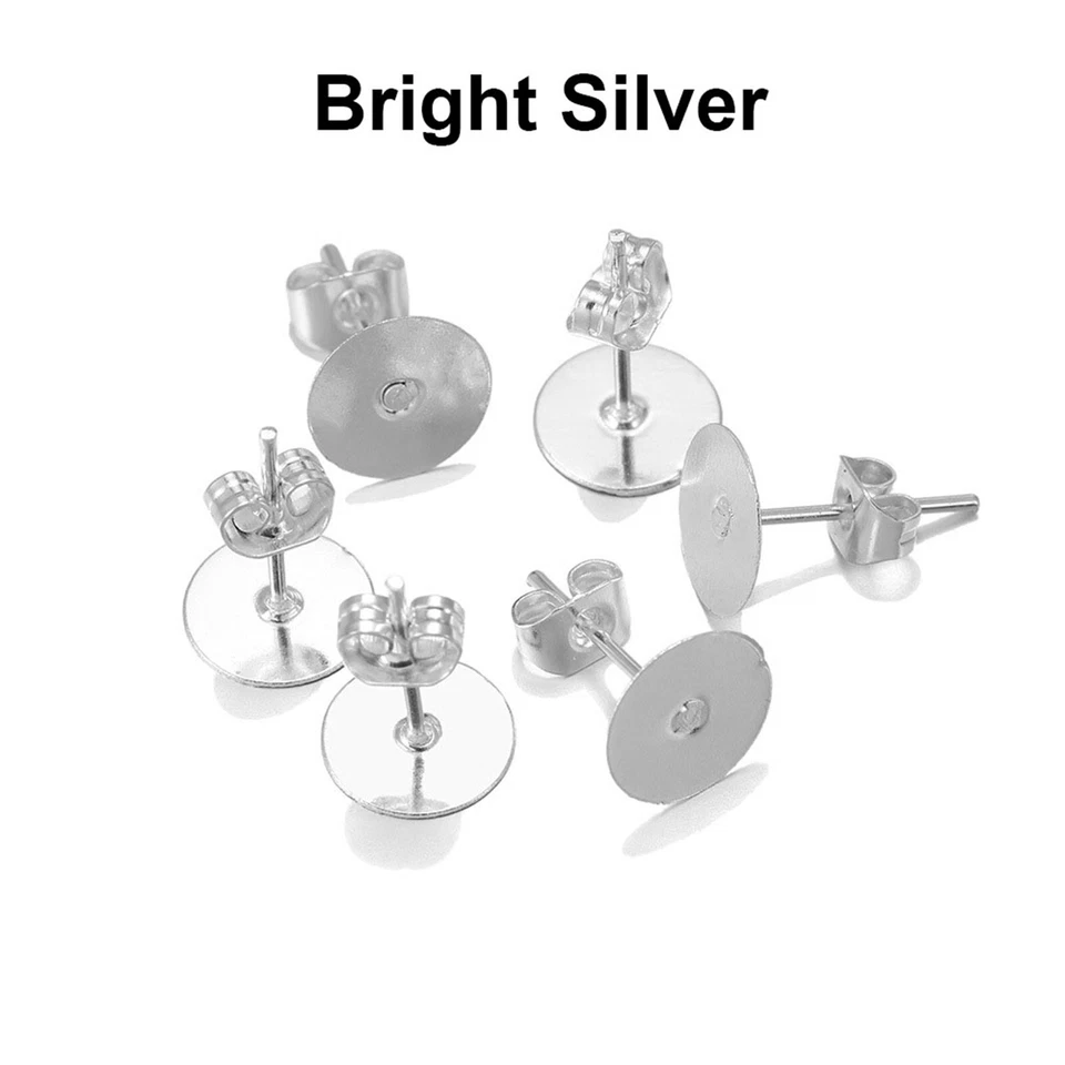 500 piezas Almohadilla en blanco con respaldo plano 4 mm-10 mm Pendiente Perno Poste para la oreja con hallazgos de tapón Foto 4 de 4
