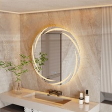 Smart LED Backlit Bathroom Round Mirror with Lights HD Anti-Fog Dimmable Memory