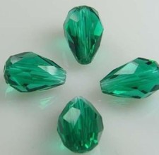 30 Pcs 8x12mm Faceted Dark Green Crystal Teardrop Loose Beads