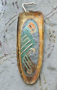 Salvador Teran Taxco Mid-Century Brass & Glass Mosaic 23" Parrot