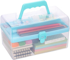 Multipurpose Plastic Craft Storage Containers with Removable Tray, Clear Plastic