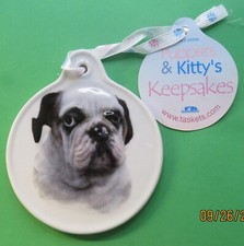 BULLDOG Dog Porcelain puppies keepsakes Christmas Tree Ornament year round new