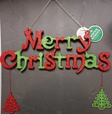 Christmas Winter Wonder Lane Glitter "Merry Christmas Wall Art Deco