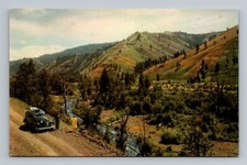 Tucannon River WA scenic view old car Union Oil 76 Gasoline Ad Postcard Unused