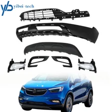 For Buick Encore 2017-22 Lower Bumper Cover&Skid Plate&Lower Grill&Fog Light Set