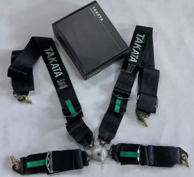 2 X Takata Black RACE 4 Point Snap-On 3'' Racing Seat Belt Harness with Camlock