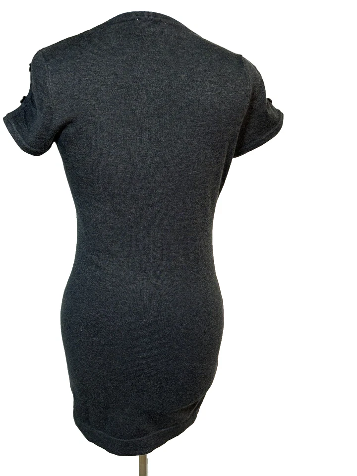 Body Central Ladies' Dress S Bodycon Belt Gray Buttons New Belt Stretch Metal - Image 4 of 4