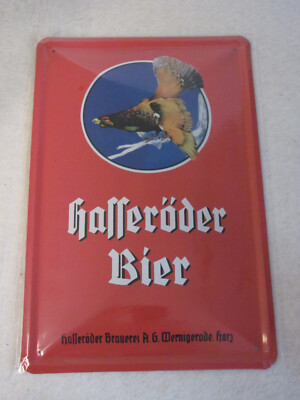 Hasseröder Bier / Brauerei Wernigerode, Harz - Rot - Blechschild 20 x 30 cm