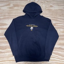 Vintage 00s NFL Pittsburgh Steelers embroidered Center logo black hoodie Sz M