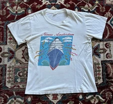 Vintage Nieuw Amsterdam New York Ship Souvenir/Art Tee Shirt Single Stitch 20x26