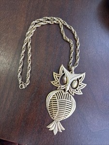 ALAN signed large owl pendant Necklace