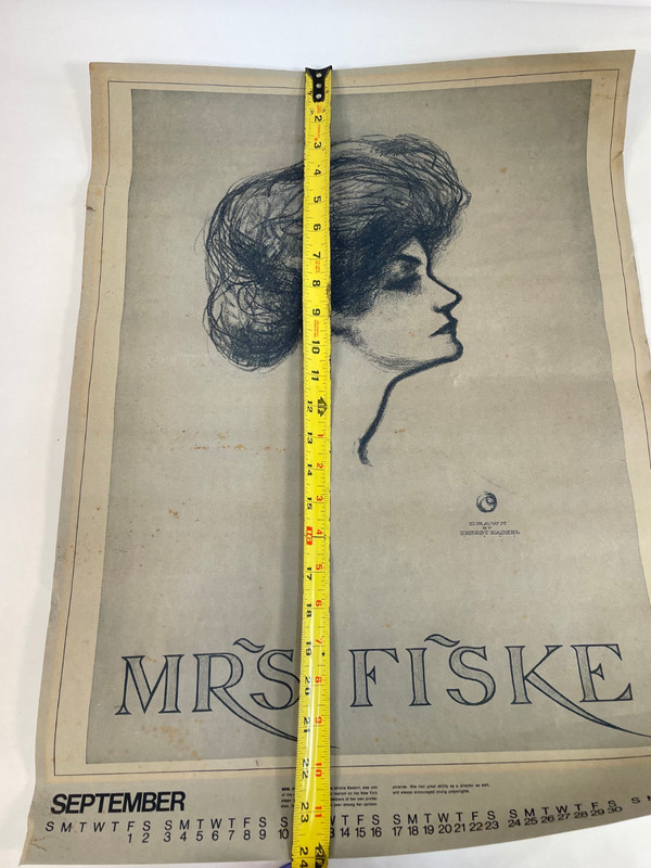 MRS FISKE Poster September from Calendar Great Ladies of the Theatre 1967