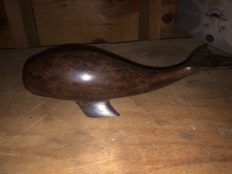 Hand Carved Ironwood Heavy Whale Figurine Dark Iron Wood 
