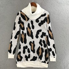 INC Internation Concepts Sweater Dress Womens M Turtleneck Leopard Multicolor