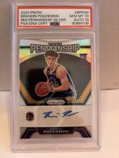 2023/24 Prizm Brandin Podziemski Rookie Penmanship Silver Auto RC #RP-POD PSA 10