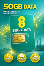 EE Data Sim card 2G -4G & 5G  Preloaded With 50GB Data LOAD PACKAGE EE BARGAIN