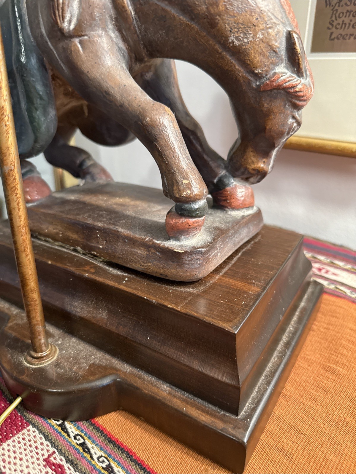 Vintage Fredrick Cooper Asian War Horse Table Lamp 26” Tall