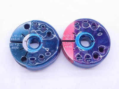 1/2 13 NC 2 THREAD RING GAGES .5 .50 .500 GO NO GO P.D.'S = .4500 & .4448 UNC-2