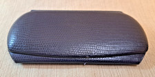 Vintage Blue Faux Lizard Eyeglass Case Hard Shell Retro Glasses Holder 7.5"