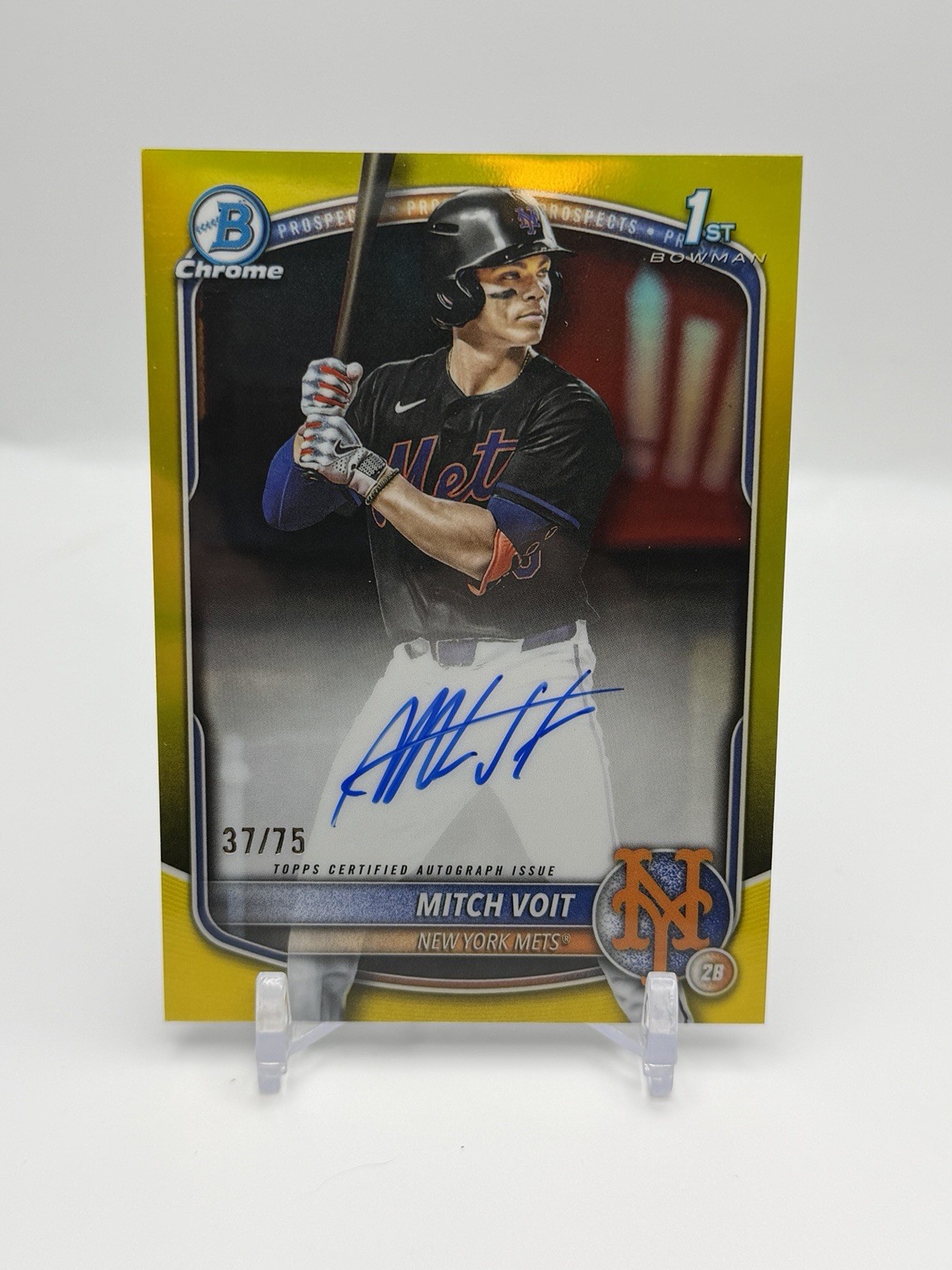 Mitch Voit 2025 Bowman Draft Chrome 1st True Yellow Refractor Auto /75