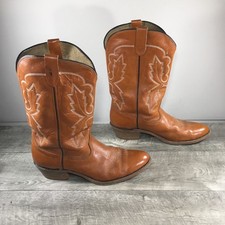 Vintage Berman s Brown Leather Cowboy Western Rancher Mens Boots Sz 12 USA Made