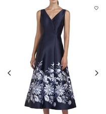 Kay Unger Hattie Mikado Navy Blue A-line Cocktail Dress | 18