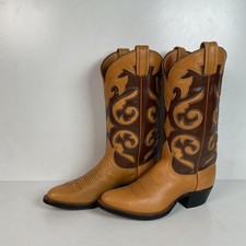1960s Tony Lama Parade Cowboy Boots  Tooled Inlays  Men  s 6 B  Women  s 7