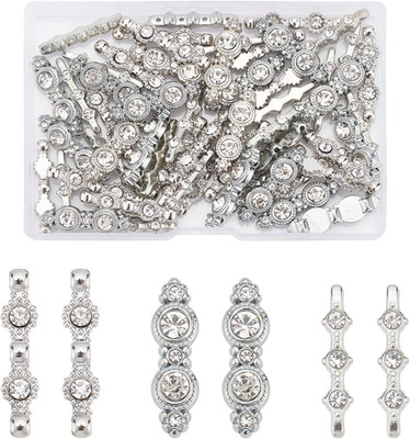 60 Stück 3 Stil Legierung Strass Abstandshalter 3 Loch Metall Abstandshalter Ver