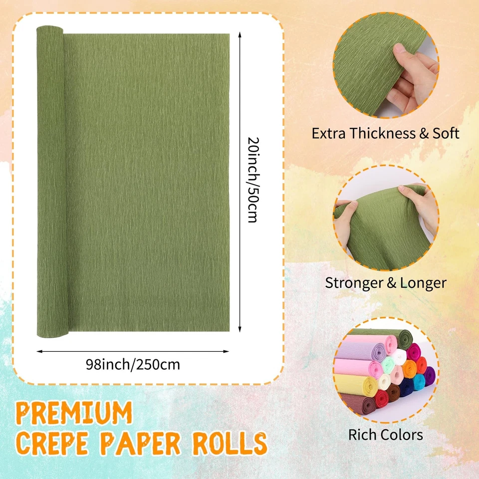 18 Rolls Crepe Paper Roll 20 Inch 8 Feet Wide Crepe Paper Streamer 70g DIY Fl... - Image 2 of 4