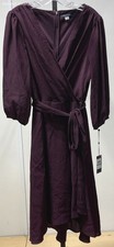 Tommy Hilfiger Women's Size 16 Purple Long Sleeve Textured Faux-Wrap Dress NWT