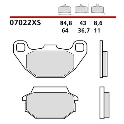BREMBO BRAKE PAD KIT POST. MOUNT ON SYM GT 500 04-07-COD.07022XS