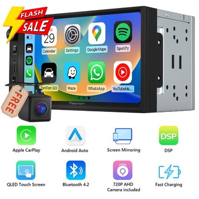 Doppel DIN 7'' Autoradio Radio Wireless CarPlay Android Auto Subwoofer Output DSP