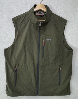 Free Country Vest Full Zip Mens XL Dark Green Stretch Ripstop Hiking Outdoor