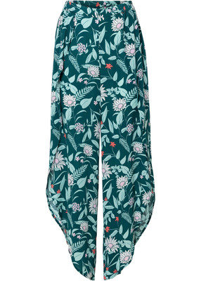 Neu Sommerliche Hose mit weitem Bein Gr. 38 Petrol Aquapastell Pinklady Teerose