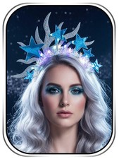 Light Up Star Headband Blue LED Headpiece Glowing Costume Rave Hair Bow