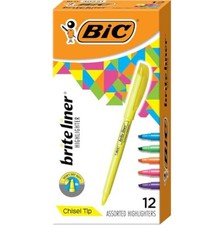 Highlighters Chisel Tip 12 Count Assorted Colors Fluorescent Yellow Pink Blue