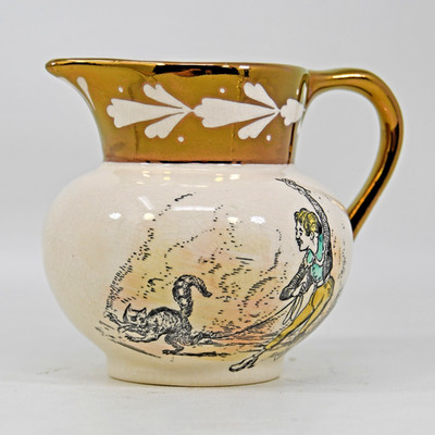 Gray's Pottery Copper Lustre Ware Cat Tamer Mini Pitcher Hand Painted England