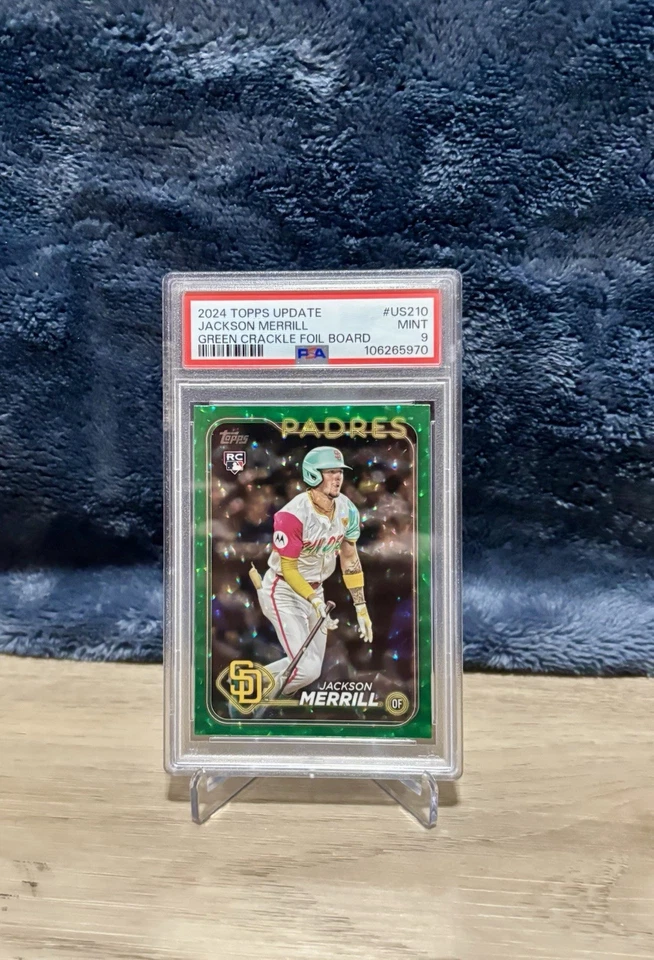 2024 Topps Update- Jackson Merrill RC #US210 Green Crackle Foilboard /499 PSA 9 - Image 2 of 4