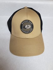 Mossy Oak Camouflage Logo Black And Tan Mesh Trucker Hat One Size