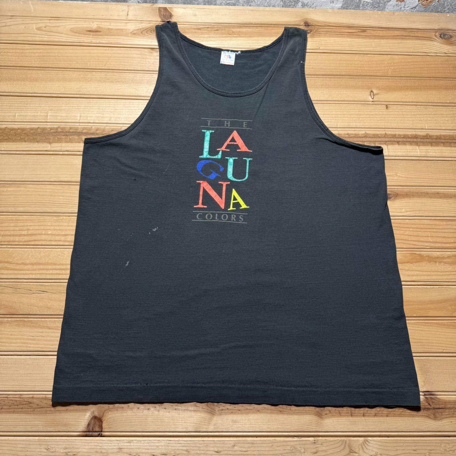 Vintage 90s The Laguna Colors Surf Style Beachwear Graphic Tank Top USA Size XL