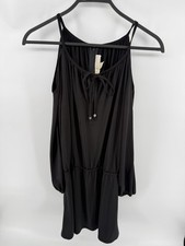 Michael Kors Black Jersey Cold Shoulder Dress Sz L Classic Preppy