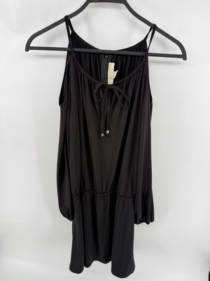 Michael Kors Black Jersey Cold Shoulder Dress Sz L Classic Preppy